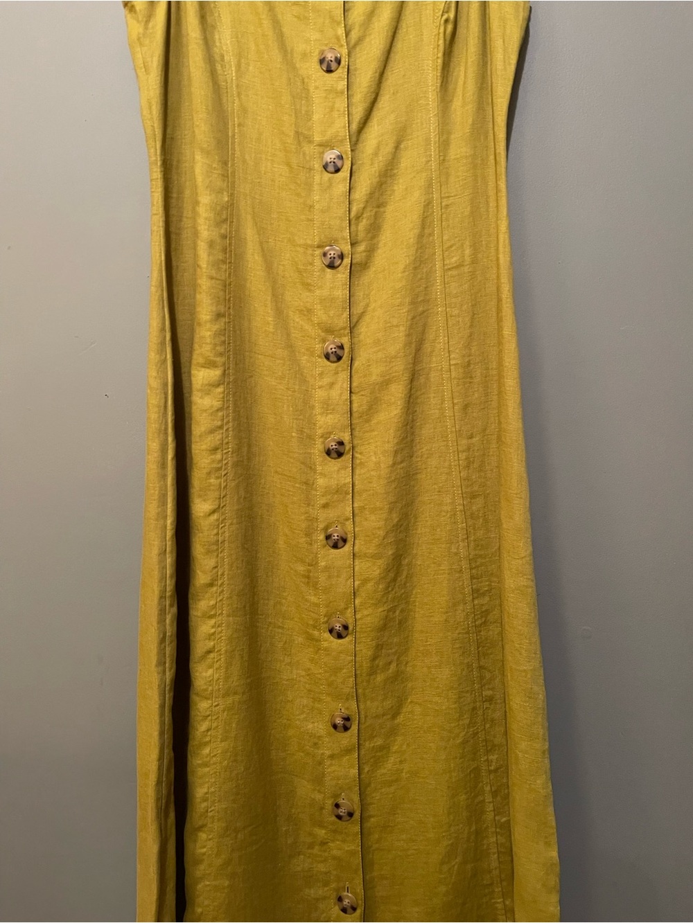 NWT Madewell Mustard Linen Blend Button Front Midi Dress 6 - Picture 5 of 14